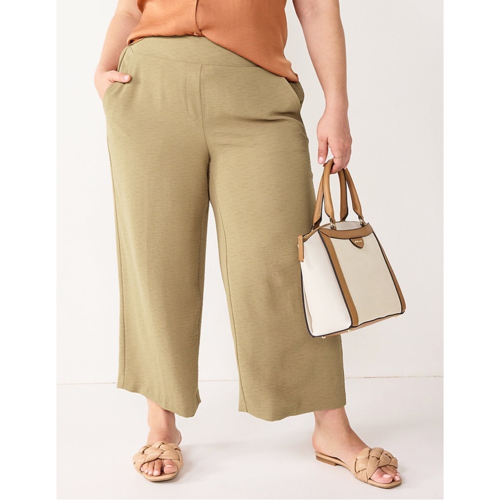 NWT Nine West High Rise Wide Leg Crop Pants Plus Tan Size 4X